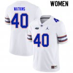 Women's Florida Gators #40 Jacob Watkins NCAA Nike White Authentic Stitched College Football Jersey RKP8762UZ